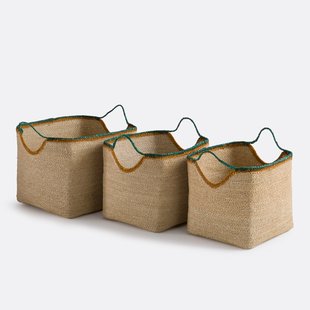 Set van 3 manden met gekleurde boorden, KOTUM