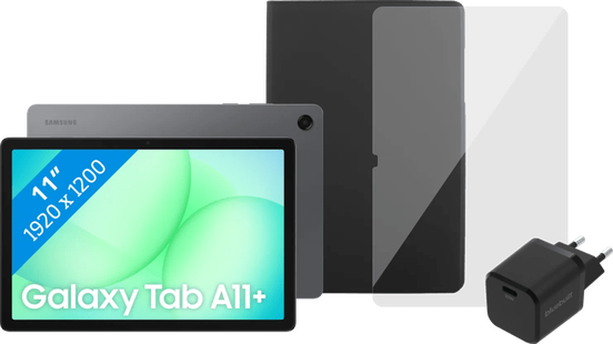 Samsung Galaxy Tab A11 Plus 11 inch 128GB Wifi + 5G Grijs + Compleet accessoirepakket