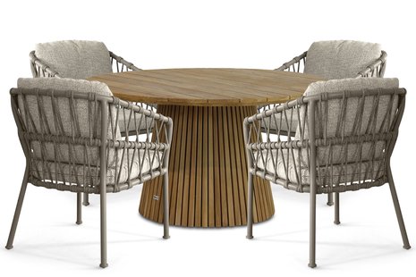 Santika Miyora/Fungo 140 cm dining tuinset 5-delig