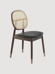 Eetkamerstoel Sylvia met kunstleren zitvlak en rotan rugleuning