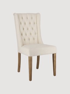 Gestoffeerde boucl&eacute; eetkamerstoelen Columbia met eikenhouten poten, 2 stuks