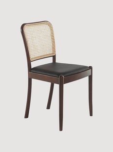 Eetkamerstoel Sylvia met kunstleren zitvlak en rotan rugleuning