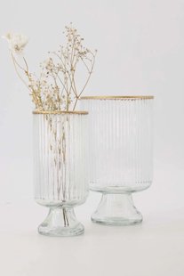 Zusss Tafelvaas S Op Voet Glas Ribbel