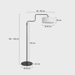 Steinhauer Vloerlamp Bloeba, zwart/wit, hoogte 165 cm, linnen