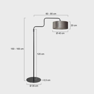 Steinhauer Vloerlamp Bloeba, zwart/zilver, hoogte 165 cm, velours