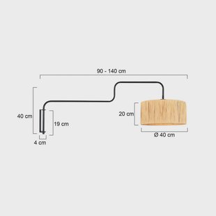 Steinhauer Wandlamp Bloeba, zwart/bruin, uitsteek 140 cm, zeegras