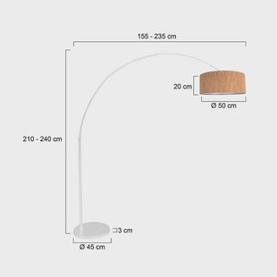 Steinhauer Boogstaande vloerlamp Sparkled Light, wit/bruin Hoogte 240 cm Kurk