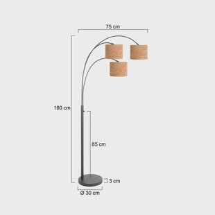 Steinhauer Vloerlamp Sparkled Light, zwart/bruin, 180 cm, kurk, 3-lamps.