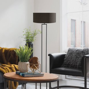 Steinhauer Vloerlamp Stang, zwart/zwart-goud, hoogte 160 cm, chintz