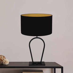 Steinhauer Tafellamp Stang, zwart/zwart-goud, hoogte 71 cm, chintz