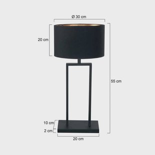 Steinhauer Tafellamp Stang, zwart/zwart-goud, hoogte 55 cm, chintz