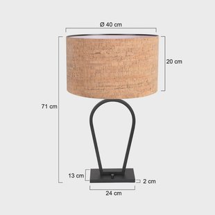 Steinhauer Tafellamp Stang, zwart/bruin, hoogte 71 cm, kurk