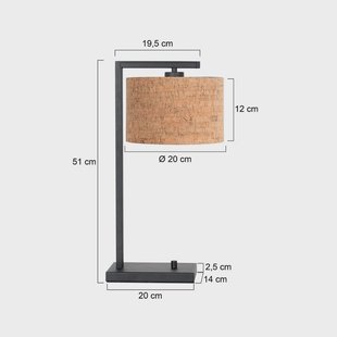 Steinhauer Tafellamp Stang, zwart/bruin, hoogte 51 cm, kurk