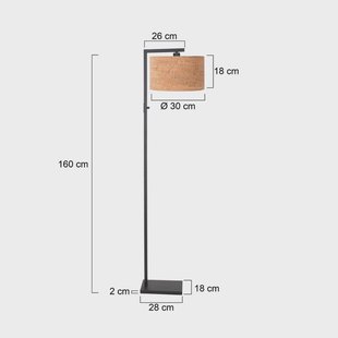 Steinhauer Vloerlamp Stang, zwart/bruin, hoogte 160 cm, kurk