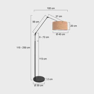Steinhauer Vloerlamp Prestige Chic zwart/bruin, hoogte 250 cm, kurk