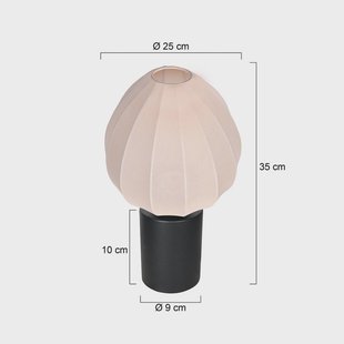Steinhauer Tafellamp Bloeba, wit/zwart, Ø 25 cm, linnen/metaal