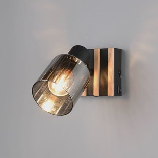 Reality Leuchten Spot Travia, 1-lamp, zwart/rookgrijs, schakelaar
