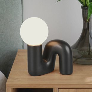 Reality Leuchten Tafellamp Quinn, zwart, hoogte 22 cm, keramiek/glas, G9