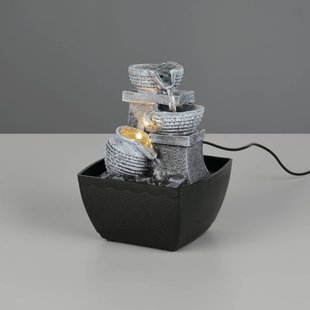 Reality Leuchten LED tafellamp Luma, bruin, hoogte 18 cm, kunsthars, USB