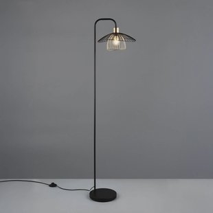 Reality Leuchten Vloerlamp Lauris, matzwart, hoogte 155 cm, metaal, E27