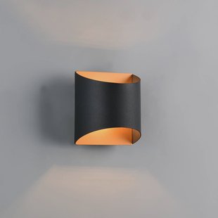 Reality Leuchten Wandlamp Samdel, zwart-goud, hoogte 12 cm Metaal G9 up/down