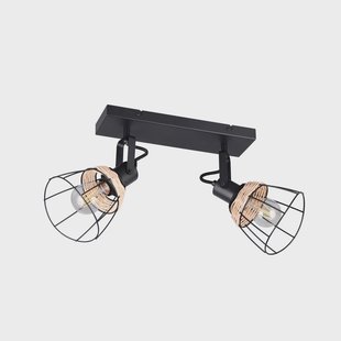 Reality Leuchten Plafondlamp Jerome, lengte 36 cm, 2-lamps, matzwart metaal