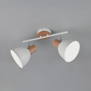 Reality Leuchten Plafondlamp Delume, wit, lengte 49 cm, 2-lamps, metaal/hout