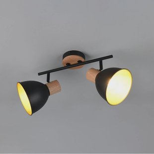 Reality Leuchten Plafondlamp Delume, zwart, lengte 49 cm, 2-lamps. Metaal/hout