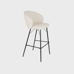 Housecraft Living Housecraft Living Joa Barkruk met rugleuning Bouclé Wit - Set van 2 Joa Barkruk met rugleuning Bouclé Wit - Set van 2