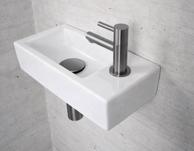 Fonteinset Glans Wit Wiesbaden Color Gunmetal (kraangat rechts)