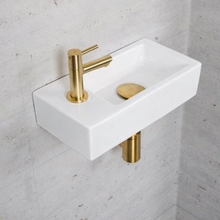 Fonteinset Glans Wit Wiesbaden Color Goud (kraangat rechts)