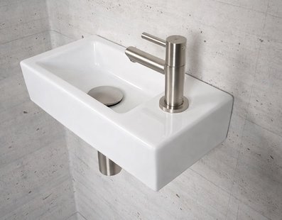 Fonteinset Glans Wit Wiesbaden Color RVS (kraangat rechts)