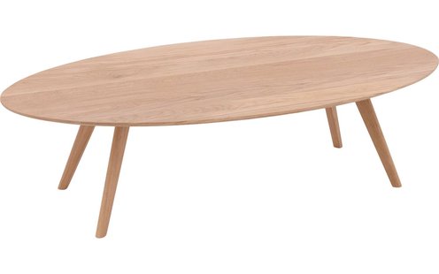 Goossens Salontafel Ferry ovaal, hout eiken blank, elegant chic, 135 x 36 x 75 cm