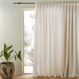 Linnen gordijn met katoenen voering, Vlaamse plooien, Colin