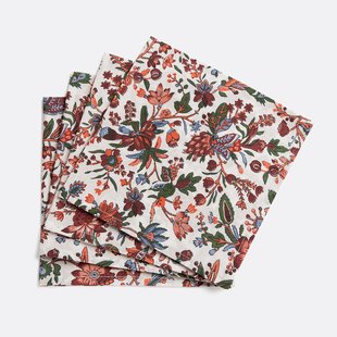 Set van 4 bedrukte servetten in gewassen katoen, Kali