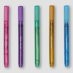 Glitter markers. 5 stuks