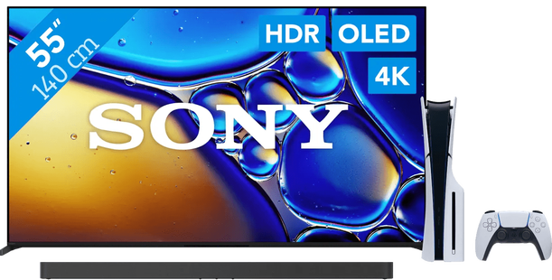 Sony 55 Bravia 8 II 4K QD-OLED + Sony Bravia Theatre Bar 9 Zwart + PlayStation 5