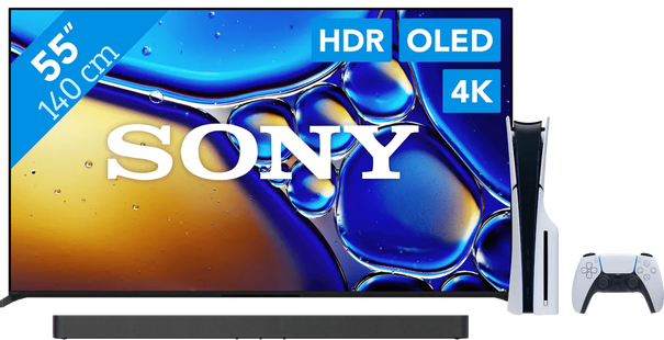 Sony 55 Bravia 8 II 4K QD-OLED + Sony Bravia Theatre Bar 8 Zwart + PlayStation 5