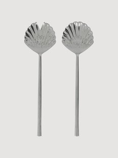 Handgemaakte saladebestek Fan in schelp vorm