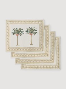 Handbedrukte servetten Palm Tree, 4-delig