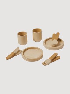 Speelgoedset Servies van hout, 10-delig