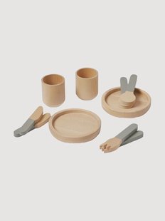 Speelgoedset Servies van hout, 10-delig