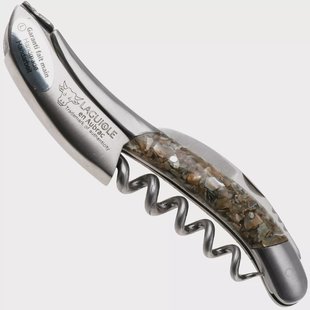 Laguiole en Aubrac Sommelier SOM-ABN Brushed Stainless Steel, sommeliersmes, abalone en oesterschelp