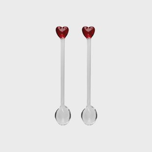 Lepelclub - Glazen Lepels - Hart - Rood