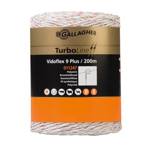 Gallagher Vidoflex 9 TurboLine Plus wit (200 meter) - Hoog geleidende draad voor afrasteringen