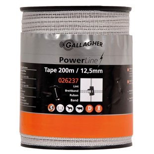 Gallagher PowerLine Lint 12,5mm wit (200m) - Hoog geleidende lint voor middelgrote afrasteringen