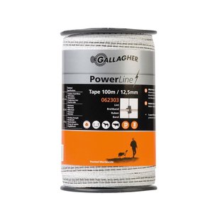 Gallagher PowerLine Lint 12,5mm Wit (100 meter) - Voor veilige en sterke lintafrasteringen