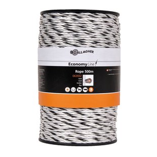 Gallagher EconomyLine Cord Wit (500m) - Duurzaam cord voor grote schrikdraadinstallaties