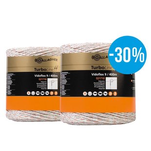 Gallagher Duopack Vidoflex 9 TurboLine Plus Wit (2x400m) - Voor krachtige afrasteringsoplossingen