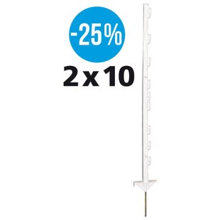 Gallagher Duopack Vario Paal Wit (2x10) - Flexibele en stabiele afrastering in verschillende terreinen